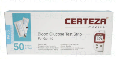 BLOOD GLUCOSE TEST STIPS 50s CERTEZA GL 110