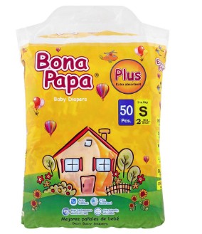 BONAPAPA BABY DIAPER PLUS SMALL SIZE 2 (3-6 KG) 50 PCS