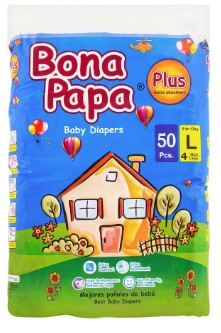 Bonapapa Baby Diaper Plus Large Size 4 (9-13 Kg) 50 Pcs
