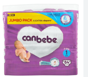 CANBEBE DIAPER JUMBO PACK FOR NEWBORN SIZE 1 (2 5KG) 84 PCS
