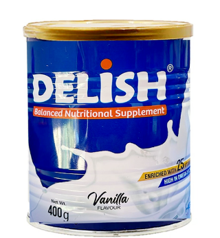 DELISH SUPPLEMENT POWDER VANILLA 400GM