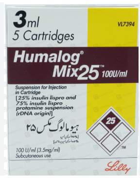HUMALOG MIX 25 100U ML CARTRIGES 5s