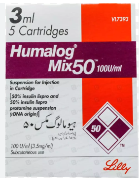 HUMALOG MIX 50 100U ML CARTRIGES 5s