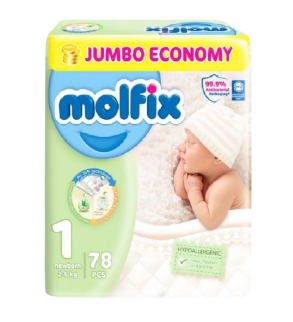 MOLFIX BABY DIAPER JUMBO NEWBORN SIZE 1 (2-5 KG) 78 PCS