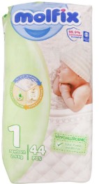 MOLFIX DIAPERS  1 NEWBORN 2-5KG 44S
