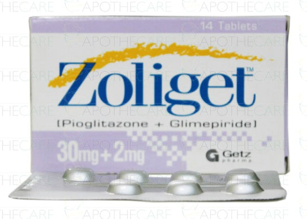ZOLIGET 30MG 2MG TAB 14s