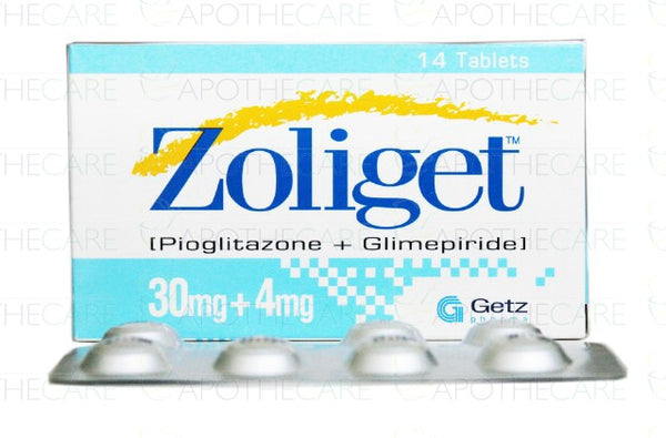 ZOLIGET 30MG 4MG TAB 14s