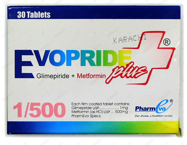 EVOPRIDE PLUS 1MG 500MG TAB 30s